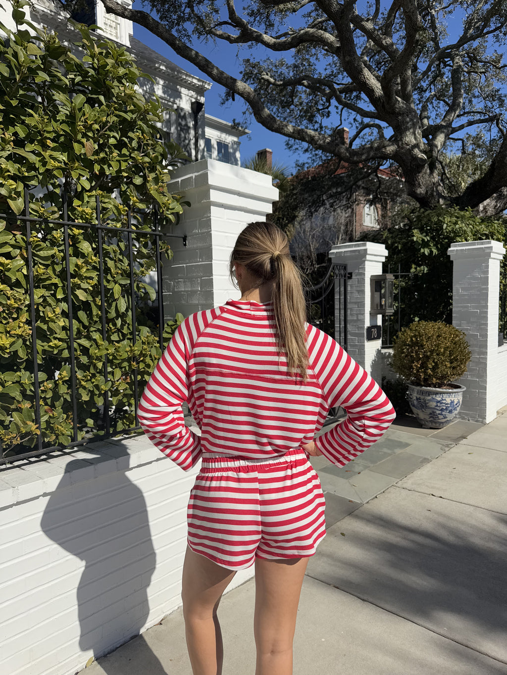 Red Palm Mockneck Top